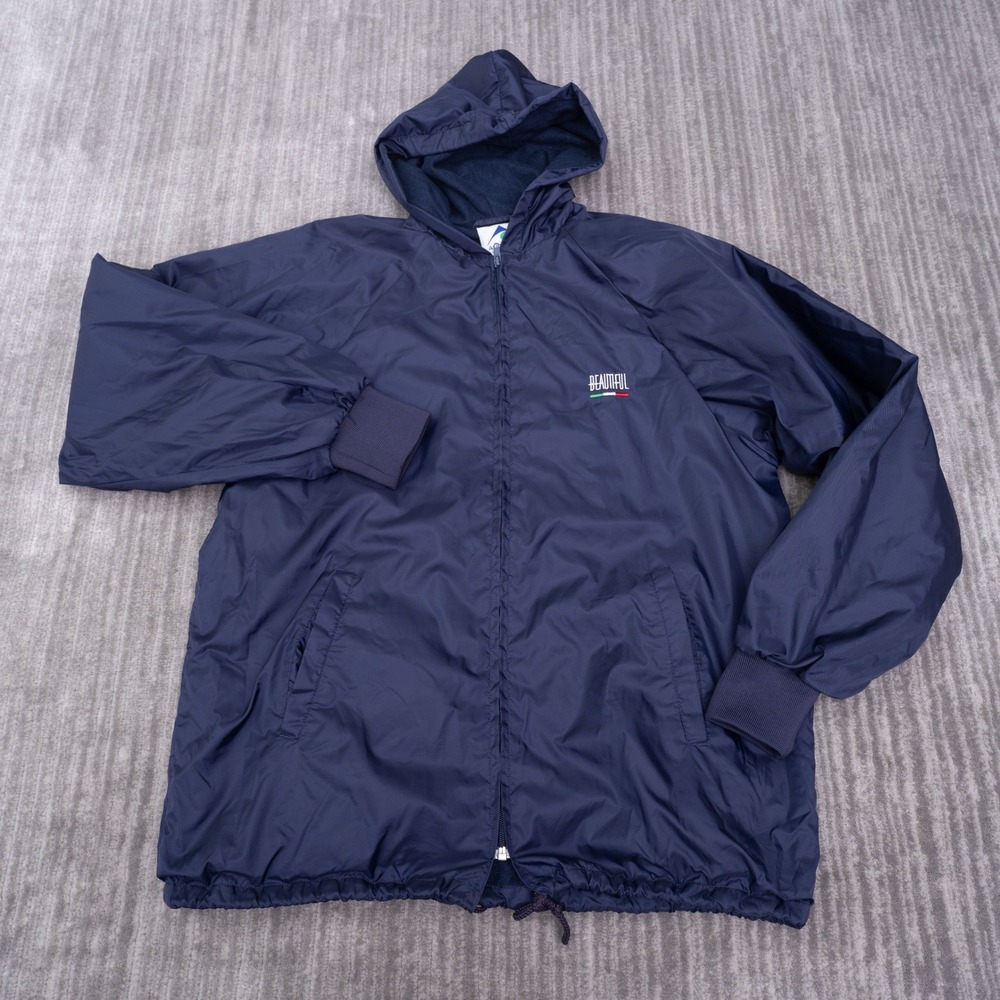Augusta Sportswear Windbreaker Jacket Mens M Navy Excellent Beautiful Italy Zip